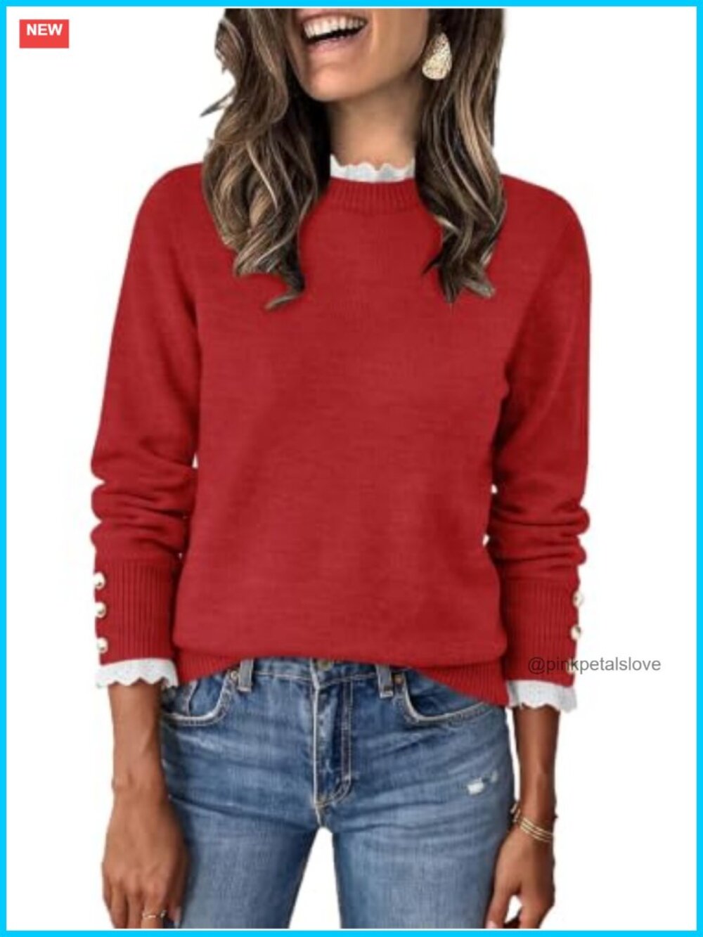 Ruffle Lace Peplum Mock Neck Long Sleeve Pullover Sweater